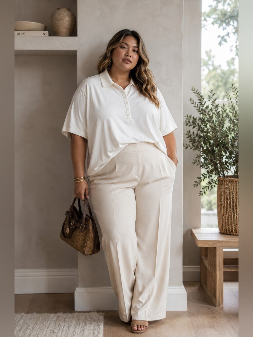 Lands' End Women's 2X White Pima Cotton Polo Shirt Plus Size Classic Preppy
